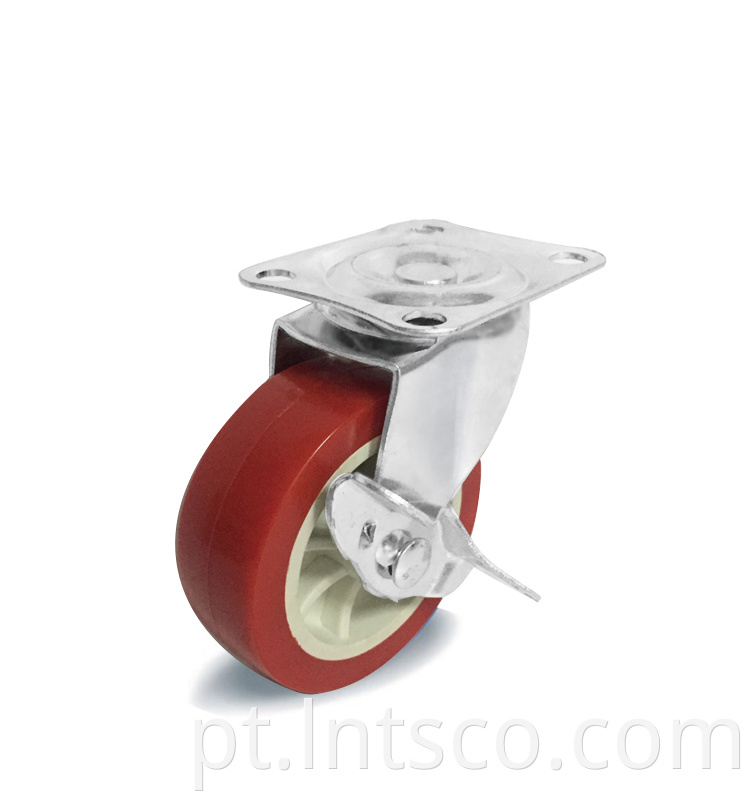 Light Duty Red PVC Side Brake Caster